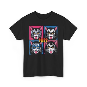 Cat Shirt, Hiss Cat T-shirt,  Rock Band Shirt, Rocker Cats, Rock and Rock Music Shirt,  Felines,  Kitty Cats, Pussycats, Cat Lover, Shirt