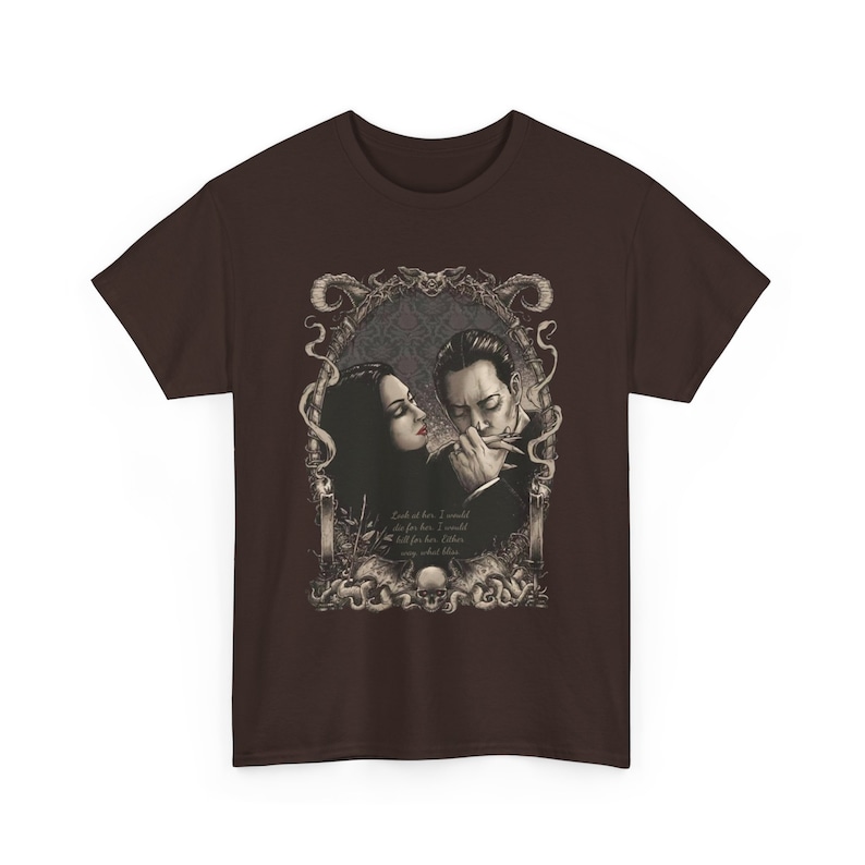 Gothic Romance Lovers Shirt, Unisex Heavy Cotton Tee Dark Chocolate