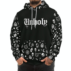 Dark Magic Fashion Hoodie, Gothic Sweatshirt, Unholy Sweater, Witchcraft Hoodie, Halloween Apparel, Occult Clothes, Alternative Style