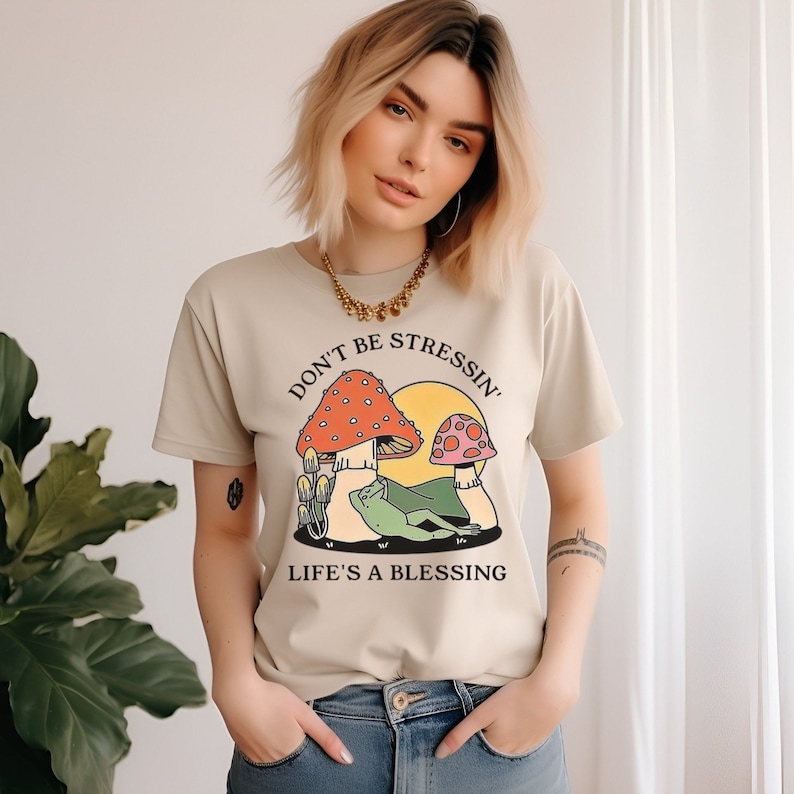 Don't Stress T-shirt - Don't Be Stressin' Life A Blessing -Unisex Heavy Cotton Tee immagine 1