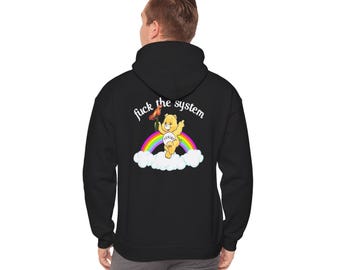 Anarchist Bear Fuck The System Hoodie | Alternative Punk Graphic Sweatshirt