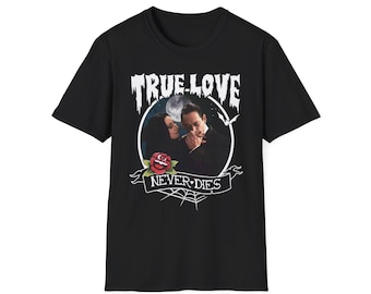 True Love Never Dies Goth Couple T-Shirt, Romantic Halloween Apparel