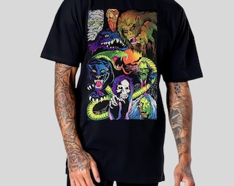 Horror Shirt, Classic Monster Tee Shirt, Halloween Shirt, Unisex Heavy Cotton Tee