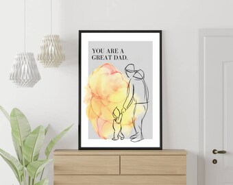 Póster: "Eres un gran padre", Regalo del Día del Padre, Padre, Aliento para papás, Regalo de papá, Papá joven