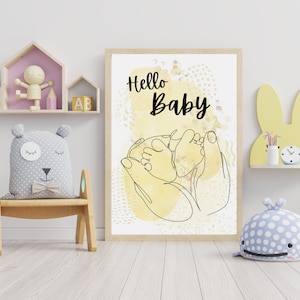 Poster: "Hello Baby", Geschenk zur Geburt, Neugeborenes, Schwangere, Poster Kinderzimmer, Interior Kinderzimmer, Wall Art Baby
