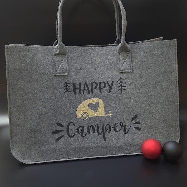 Filztasche / Filzshopper "Happy Camper" /Camping