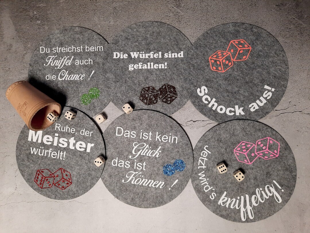 Kniffelmatte/ Kniffeluntersetzer/ Würfelmatte/ Spieleabend Etsy.de