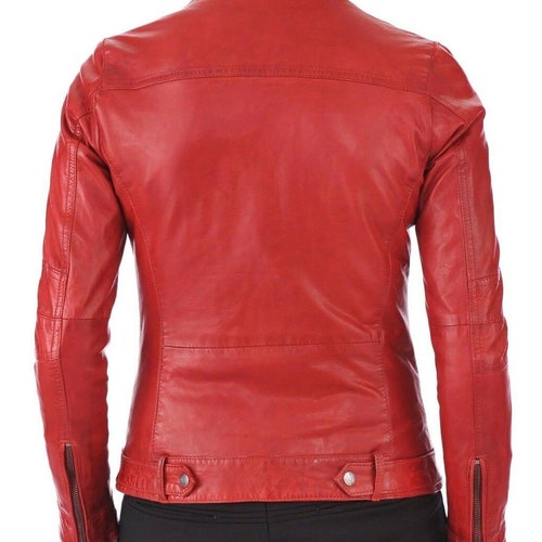 Shops Womens Real Brown or Red Genuine Leather Motorbike Motorcycle Club Biker Jacket