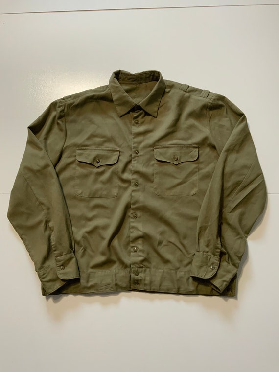 VTG 50s 60s Olive Green Military Atomic Mod Gabard