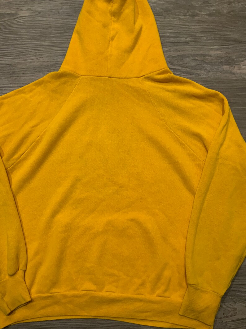 Vintage 80s 1985 Soccer Crunchbombs Raglan Worn Yellow Sweatshirt Hoodie image 3