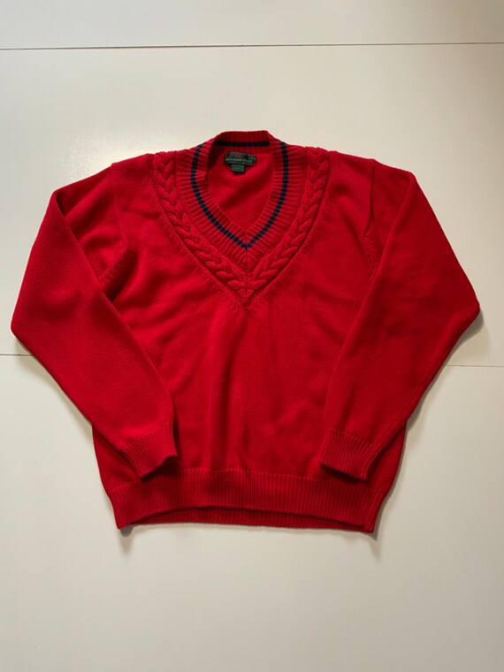 Vintage 70s 80s Abercrombie & Fitch Cableknit Red 