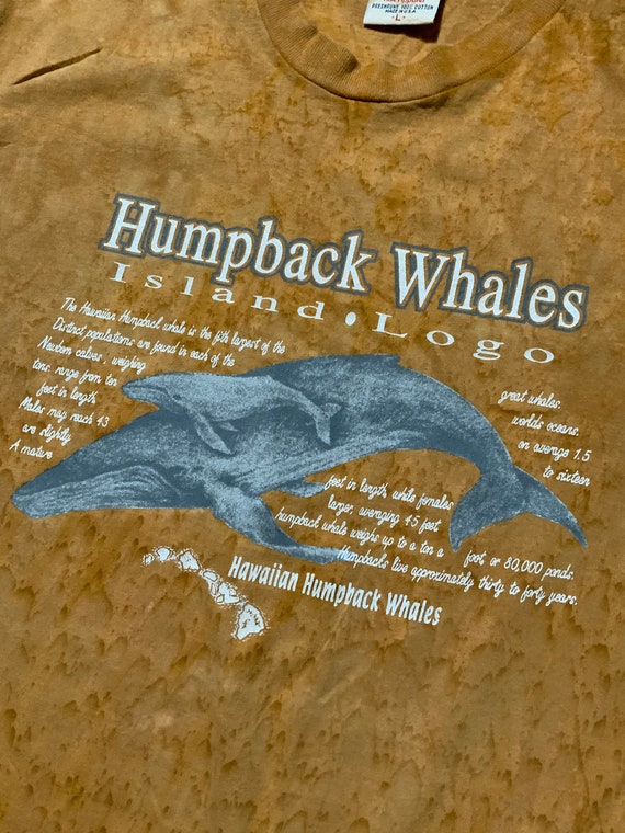 Vintage 90s Humpback Whales Island Logo Orange Dye