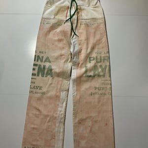 Vintage Purina Layena Feed Sack Reworked Upcycle Patchwork OOAK Canvas Pants