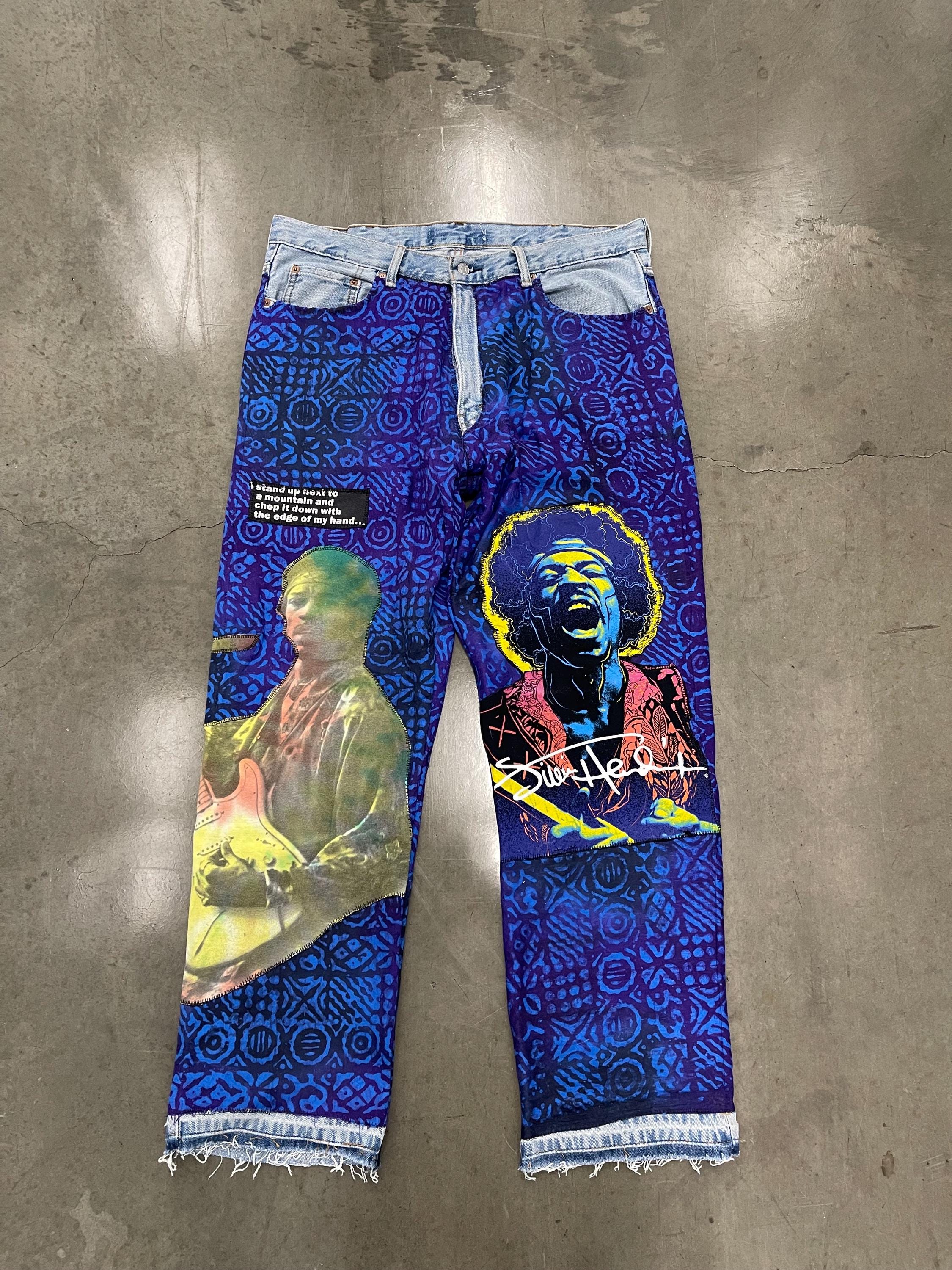 Bluesin's "I'm A Voodoo Chile" Jimi Hendrix Patchwork Denim Jeans