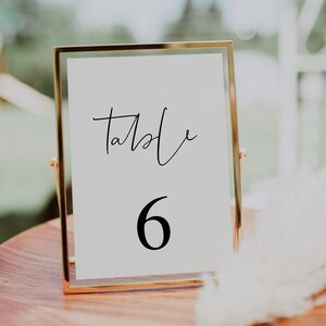 Editable Minimalist Wedding Table Numbers Template, Includes Sizes 4x6 and 5x7, Printable Table Sign, Fully Customizable Colors, Edit Online