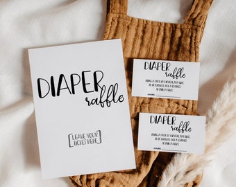 Printable Diaper Raffle Bundle, Diaper Raffle Tickets and Sign, DIY Baby Shower Games, Instant Download and Print