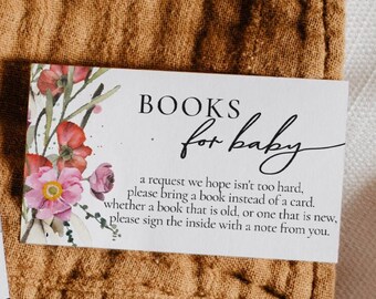 Libros de bricolaje para tarjeta de solicitud de bebé, inserto imprimible, descarga instantánea de solicitud de libro de bebé en floración para invitación