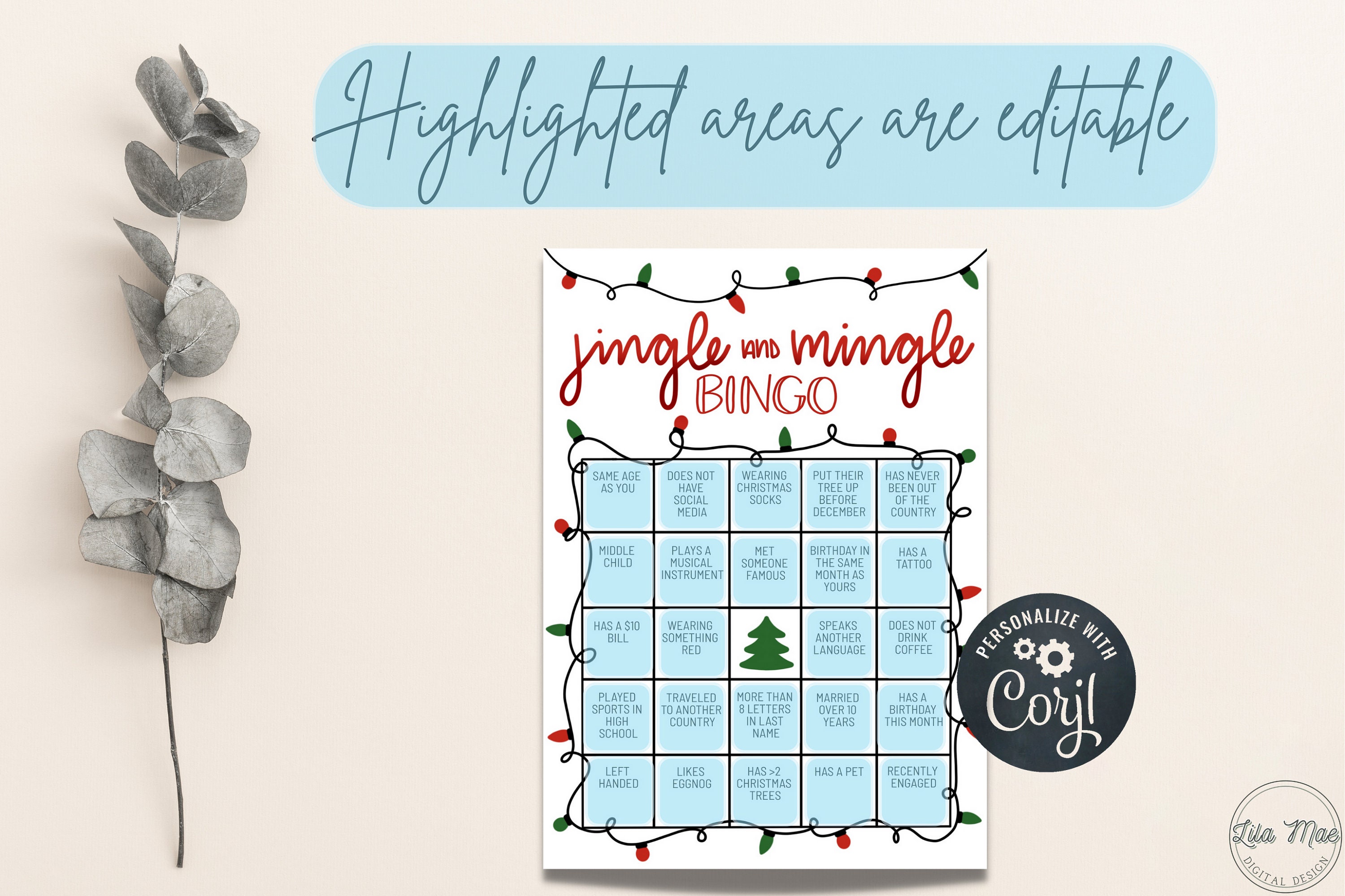 Find the Guest Bingo Game, Editable Christmas Party Icebreaker, Jingle ...