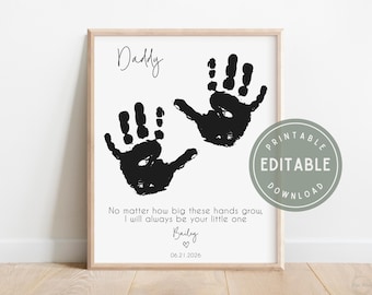 Editable and Printable2026 Father's Day Handprint Craft, 8x10 Gift for Dad,I'll Always Be Your Little One
