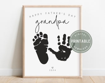 Printable Happy Father's Day Grandpa Craft, Handprint Art for Grandpa, DIY Gift from Kids, 2024