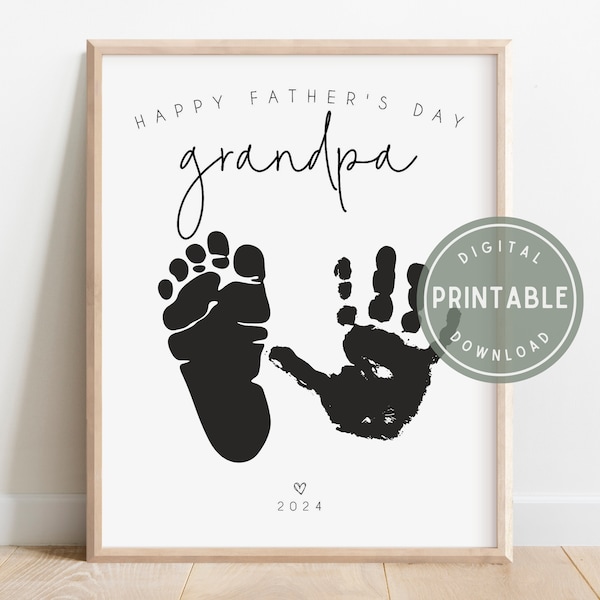 Ausdruckbare Happy Father's Day Opa Craft, Handabdruck Kunst für Opa, DIY Geschenk von Kinder, 2024