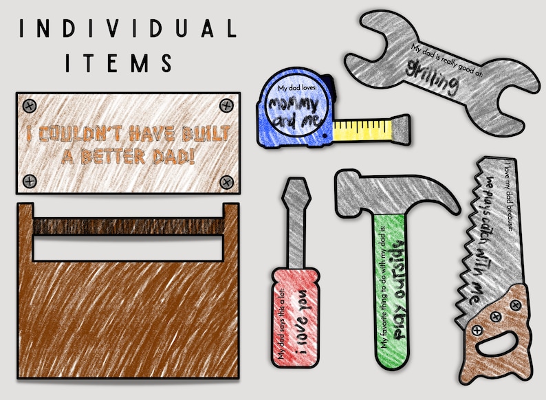 Father's Day Toolbox Craft Printable Coloring Tool Box - Etsy