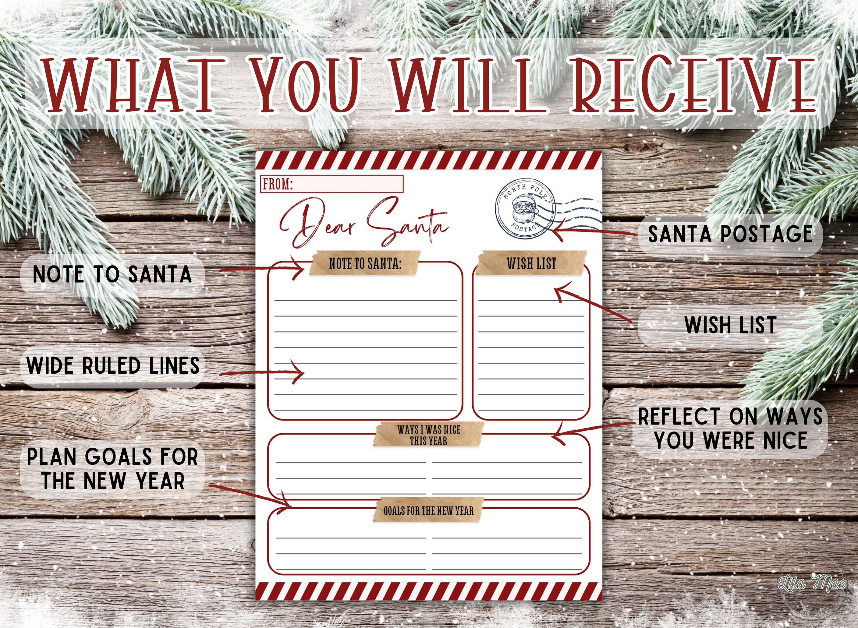 Printable Kids Letter to Santa, Christmas Wish List Activity, Holiday ...