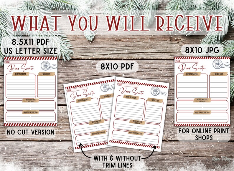 Printable Kids Letter to Santa, Christmas Wish List Activity, Holiday ...