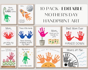 Editable Mother’s Day Handprint Craft, Printable Keepsake Art, Personalized Gift for Mom from Kids