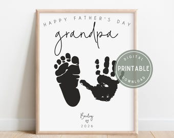 Printable Happy Father's Day Grandpa Craft, Handprint Art for Grandpa, DIY Gift from Kids, 2026