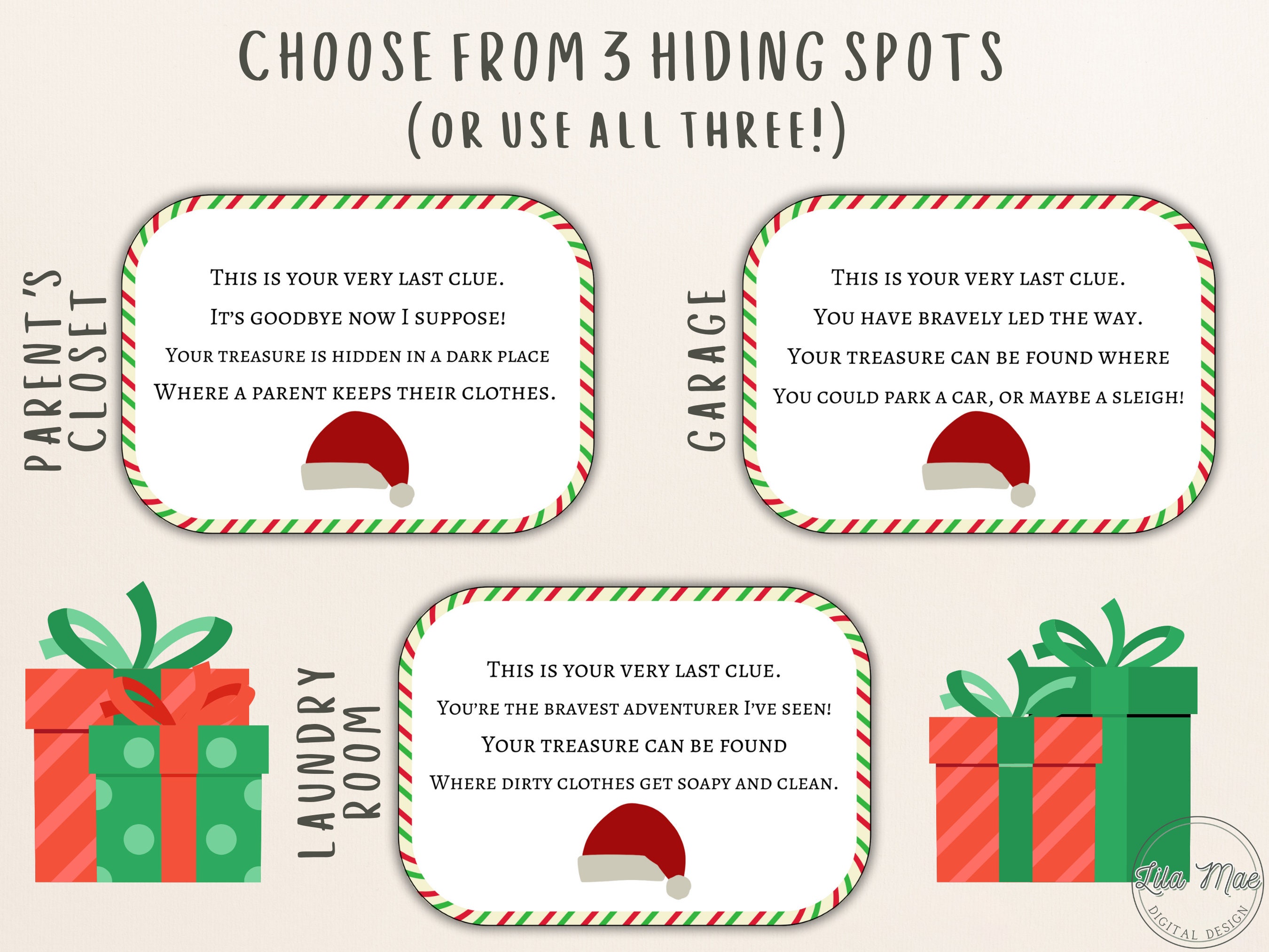 Indoor Christmas Treasure Hunt, Choose From 3 Gift Hiding Places ...