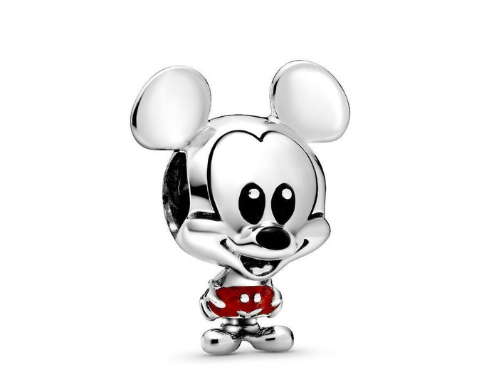 Authentic Disney Mickey Mouse Red Trousers Charm S925 Ale with Pop Up Box - 798905C01