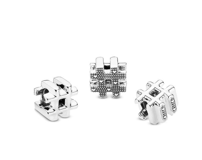 Authentic Hashtag Symbol Charm S925 Ale with Pop Up Box - 798128