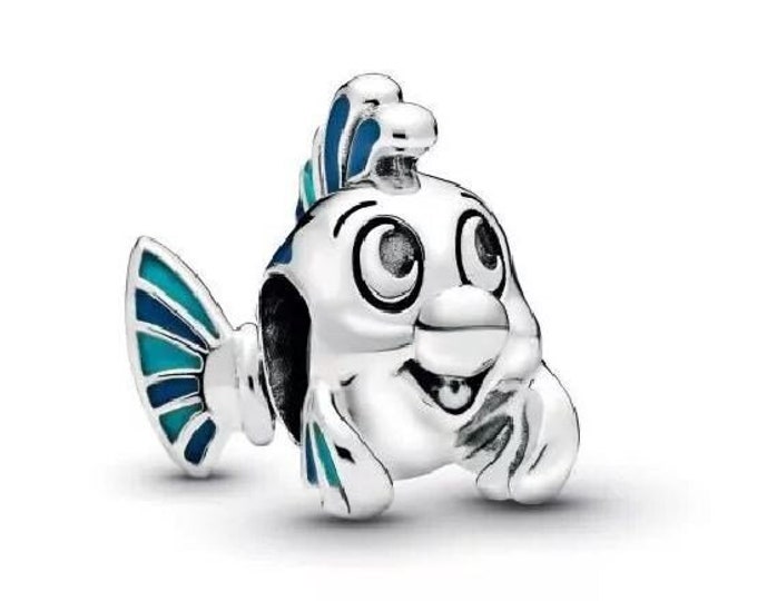 Authentic Disney The Little Mermaid Flounder Fish Charm S925 Ale with Box - 798230ENMX