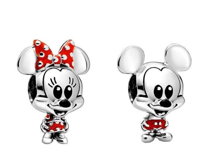 Authentic Disney Mickey and Minnie Charm Gift Set S925 Ale with Pop Up Box - 798880C02 - 798905C01