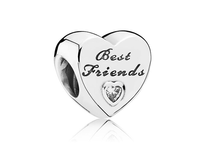 Authentic Best Friends Love Heart Charm S925 Ale with  Box - 791727CZ