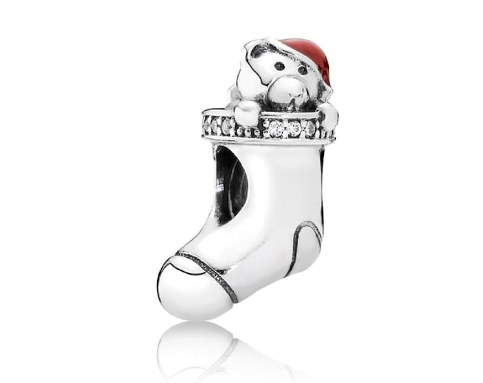 Authentic Christmas Stocking Bear Charm | S925 Ale | with  Box | 791773CZ