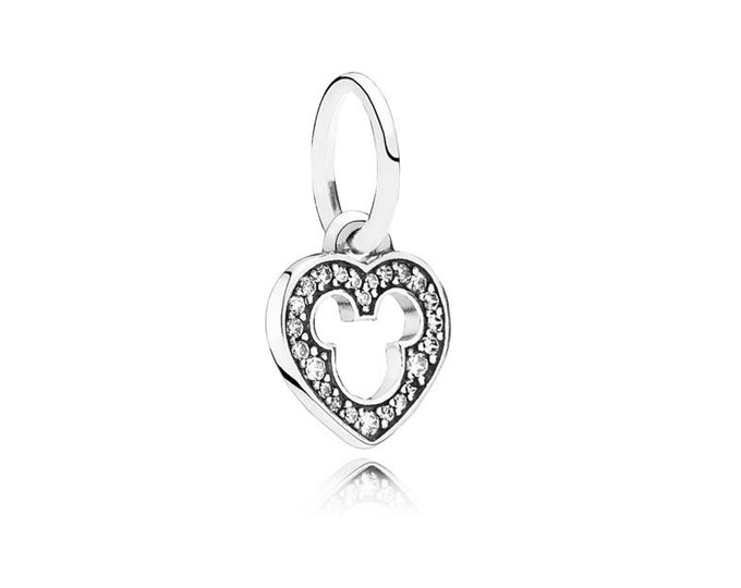 Authentic Disney Mickey Silhouette Heart Pendant S925 Ale with Pop Up Box - 791557CZ