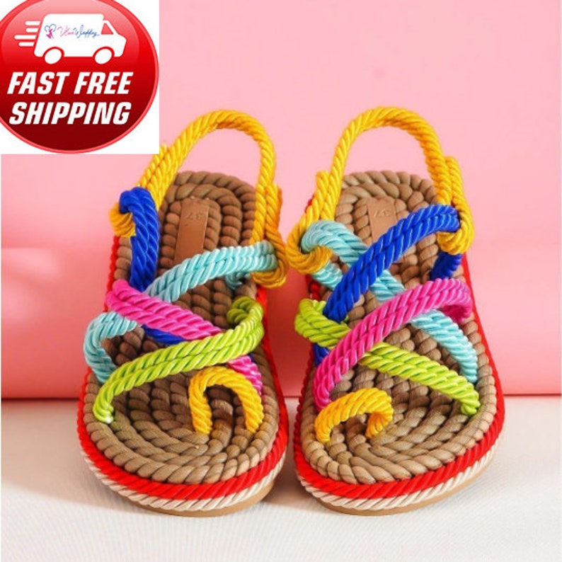 100% Handmade colourful Rope Sandals Women, Sandals Ladies Shoes, Braided Rope Sandals, Casual Style Sandals, Summer Sandals Ladies gift 
