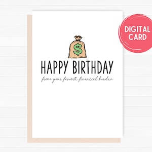 Tarjeta de cumpleaños divertida para mamá o papá, tarjeta de cumpleaños divertida para padres, cumpleaños de mamá, tarjeta de cumpleaños de papá, carga financiera, tarjeta digital, PDF, JPEG