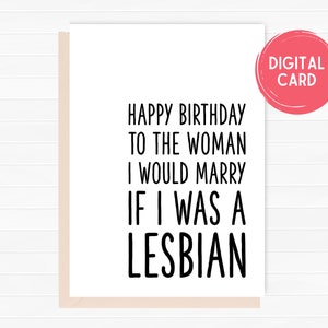 Cartão de aniversário de melhor amiga, lésbica, cartão comemorativo, download instantâneo, para impressão 5 x 7, cartão digital, cartão de amigo engraçado, colega de trabalho, PDF, JPEG