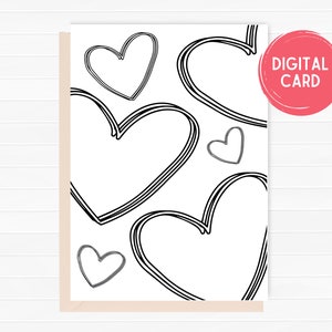 Tarjeta de matriz de corazones, tarjeta de amor y amistad, aniversario, cumpleaños, San Valentín, linda tarjeta de amor, novia, novio, tarjeta digital
