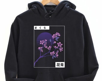 Cherry Blossom hoodie, vaporwave hoodie, retro - Japanese Sakura Blossom sweathshirt hoodie, Aesthetic hoodie, Kawaii, Anime Unisex hoodie