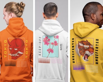 Japanese Streetwear Clothing, Anime Aesthetic Graphic Hoodie,  Sweatshirt, Oni Demon, Vaporwave Hoodie, Unisex Hooded Sweatshirt