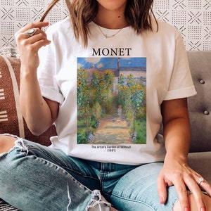 The Artist&#39;s Garden at Vétheuil (1881) T Shirt by Claude Monet Art - Art Lover - Painting - Painter - Aesthetic