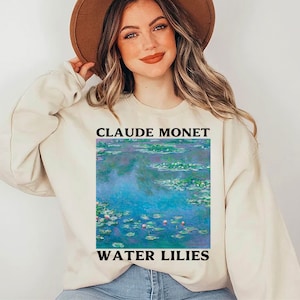 Water Lilies by Claude Monet Sweatshirt, Aesthetic clothing, Artist, Artwork, Painting, Art, Unisex