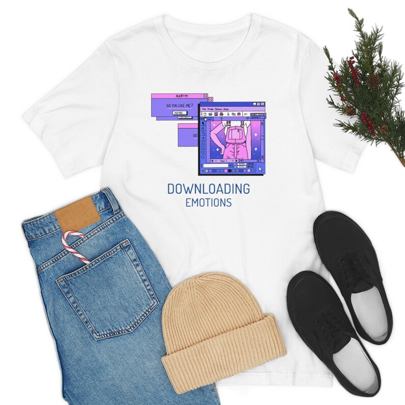 Camicia Kawaii Rosa, Camicia Downloading Emotions, Camicia Harajuku, Camicia Vaporwave, Camicia Anime, Pastel Goth, Tumblr, Unisex immagine 7