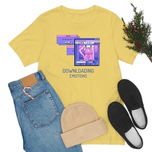 Camicia Kawaii Rosa, Camicia Downloading Emotions, Camicia Harajuku, Camicia Vaporwave, Camicia Anime, Pastel Goth, Tumblr, Unisex immagine 8
