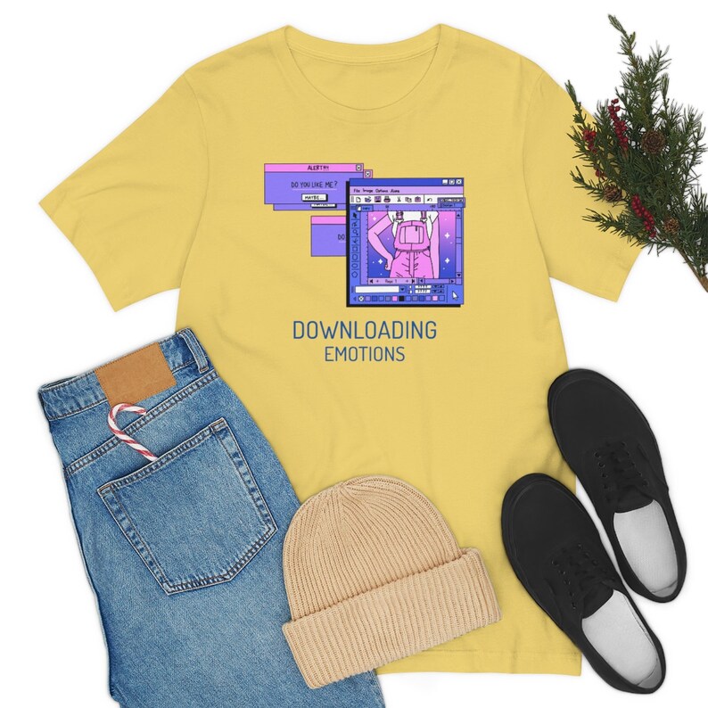 Camicia Kawaii Rosa, Camicia Downloading Emotions, Camicia Harajuku, Camicia Vaporwave, Camicia Anime, Pastel Goth, Tumblr, Unisex immagine 8