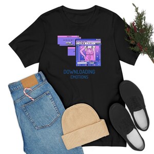 Camicia Kawaii Rosa, Camicia Downloading Emotions, Camicia Harajuku, Camicia Vaporwave, Camicia Anime, Pastel Goth, Tumblr, Unisex immagine 6